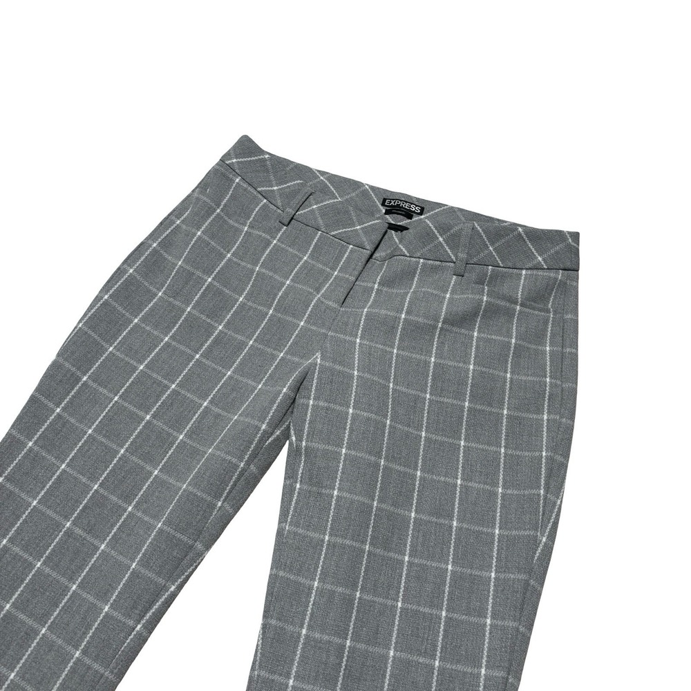 Express Columnist Women's Gray White Windowpane Plaid Pants Poly Blend 6R 32x31 - Picture 4 of 7